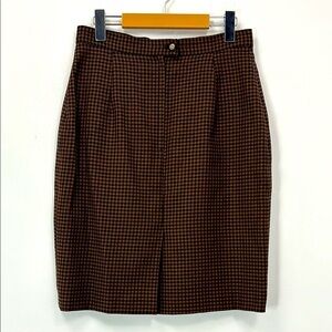 Vintage Braemar Petites Pure Virgin Wool Brown Checkered Women's Skirt Lined